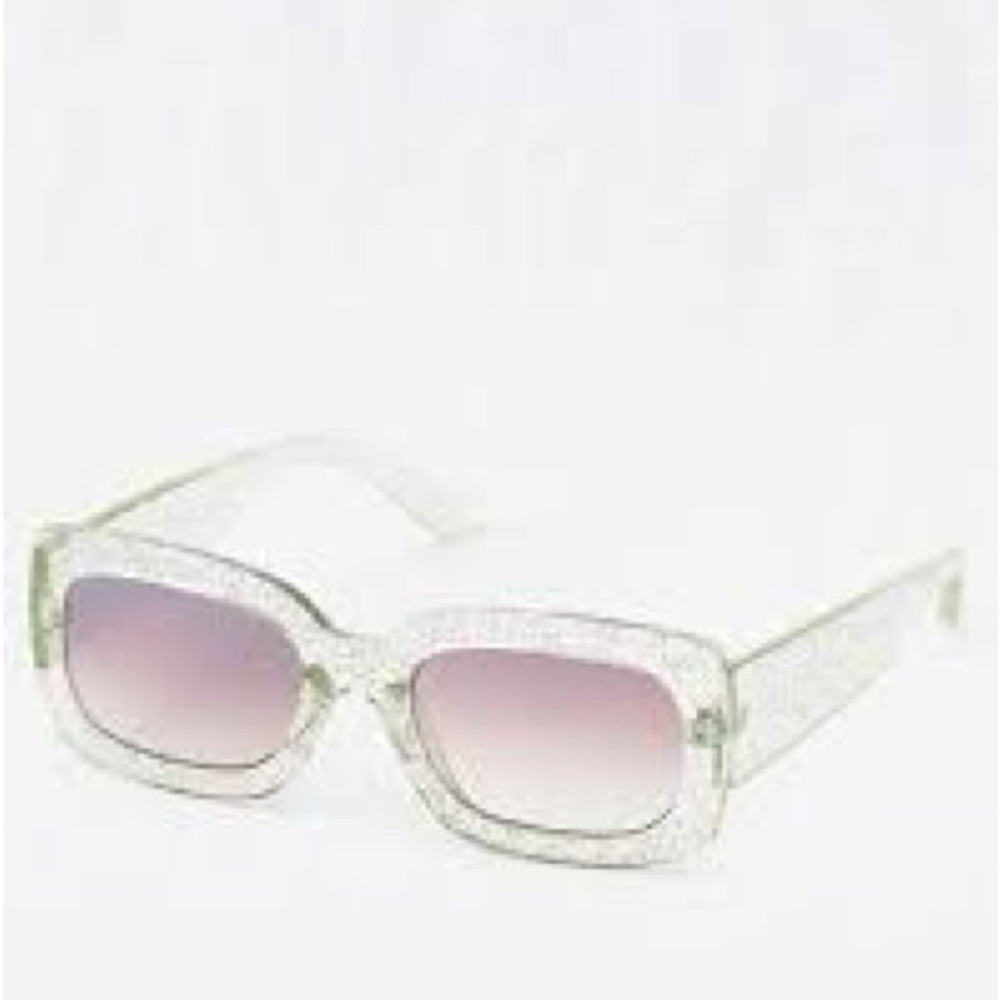 American Eagle AE Aerie Getaway Clear Glitter Frame Sunglasses
